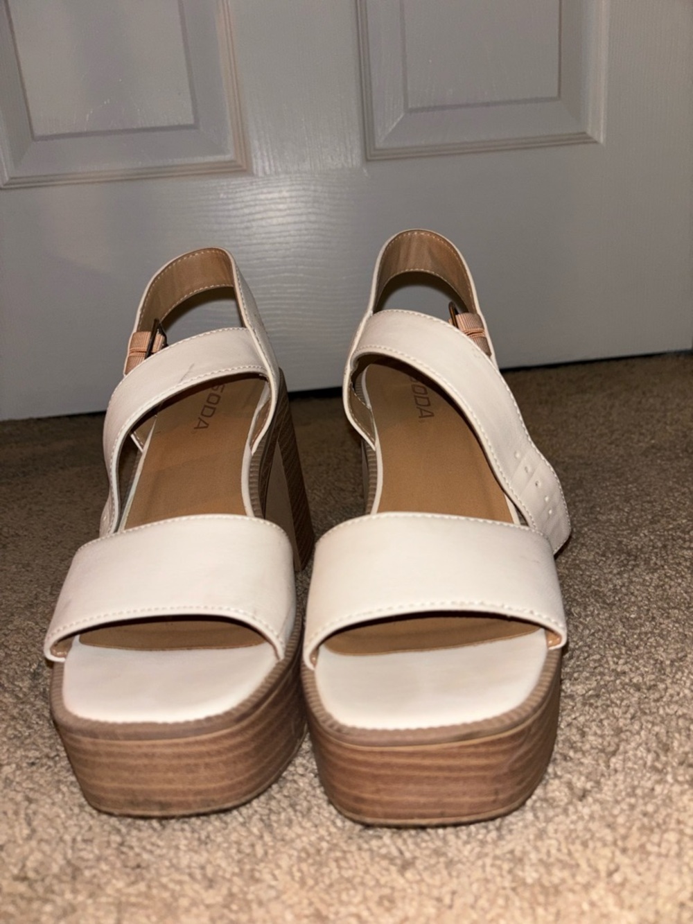 White Platform Sandals for Women - Open Toe Wedge